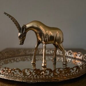 Gold Brass antelope Figurine mid century modern home decor